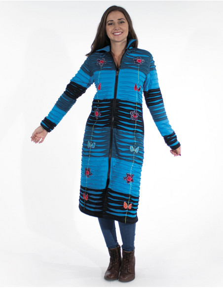 Coat Knit Cotton Embroidery Patchwork Soft