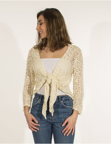 Popcorn polyester knitted jacket