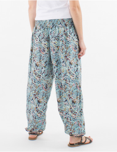 Pantalon Polyester Haut Smocke Sari Impr