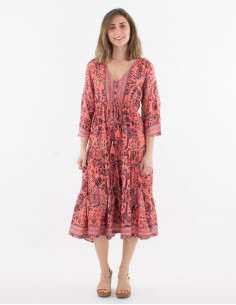 Robe Polyester Bretelles Sari Imprime