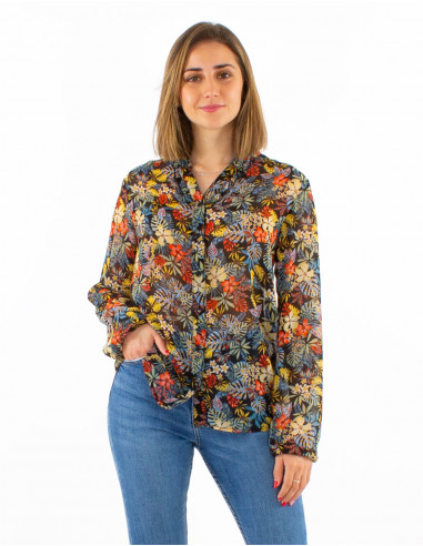 Polyester mousseline blouse with "viana" print