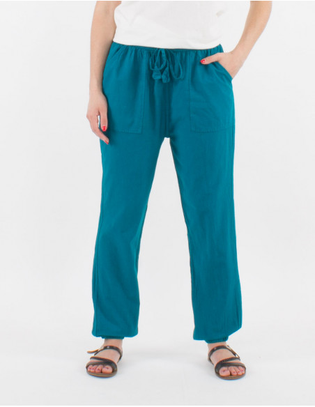 Cotton fine pants with pockets