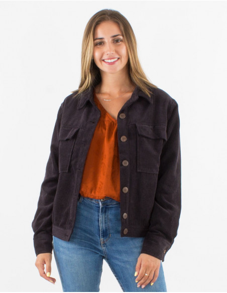 Veste boutonnée velours côtelé