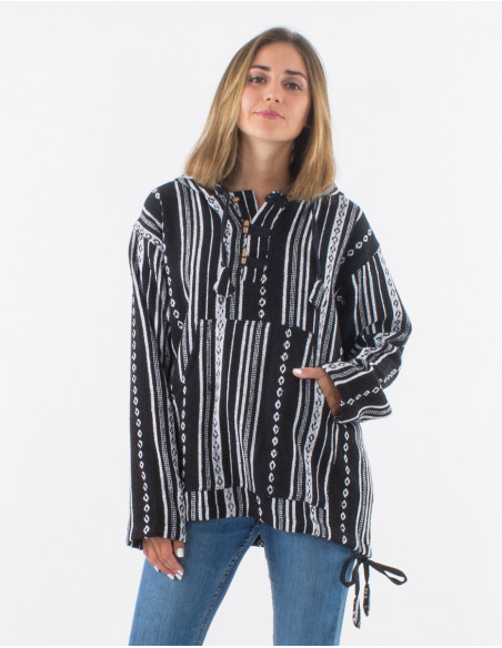 Veste 3 boutons coton capuche rayée Gheri