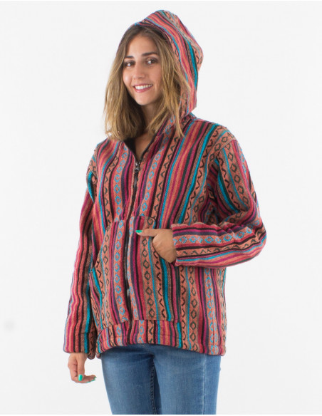 Cotton gueri polar hooded jacket with lining