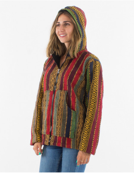 Cotton gueri polar hooded jacket with lining