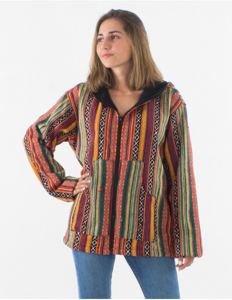 Cotton gueri polar hooded jacket with lining