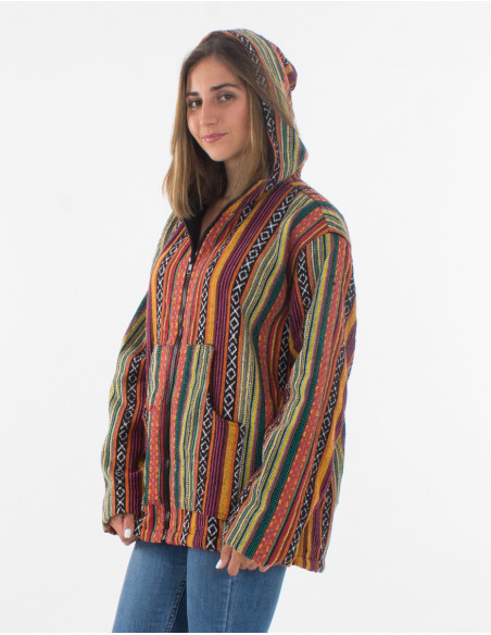 Cotton gueri polar hooded jacket with lining