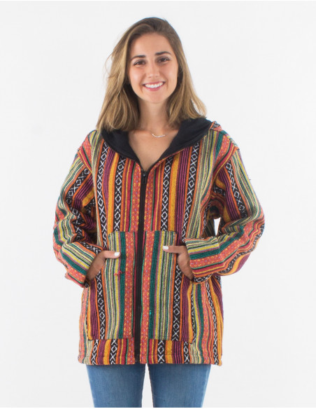 Cotton gueri polar hooded jacket with lining