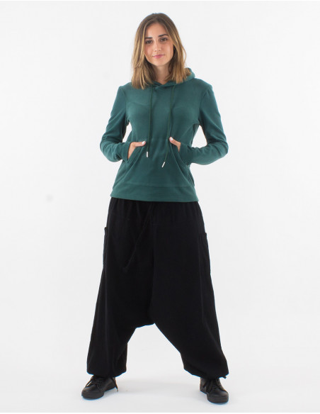 Knitted 95% polyester 5% elastane sweater with hood