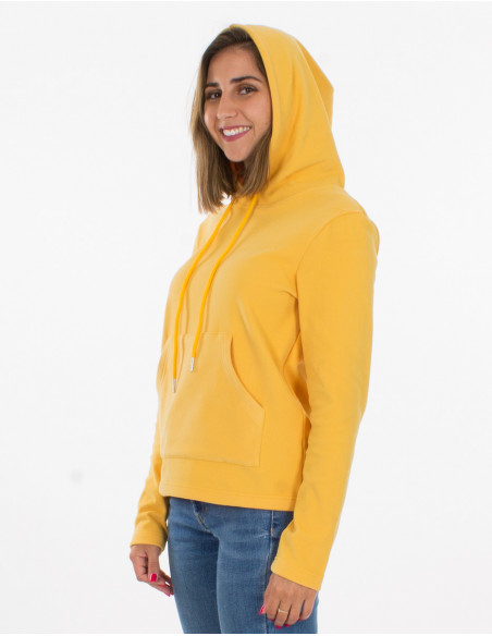 Knitted 95% polyester 5% elastane sweater with hood