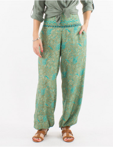 Polyester sari printed pants 2 pockets