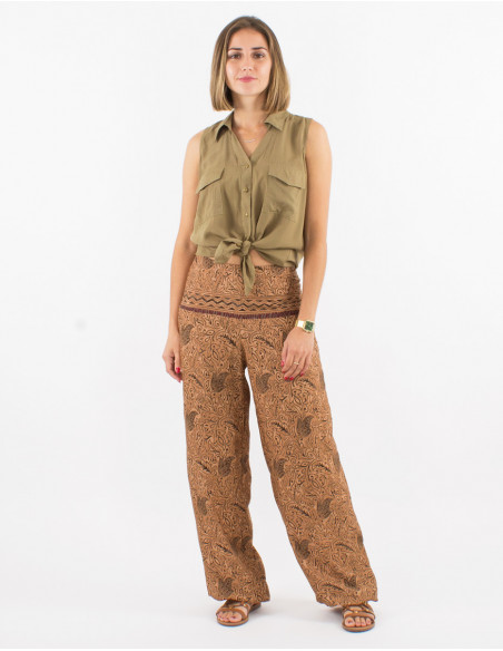 Polyester sari printed pants 2 pockets