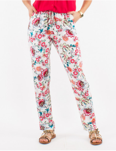 Viscose pants with bohemian prints