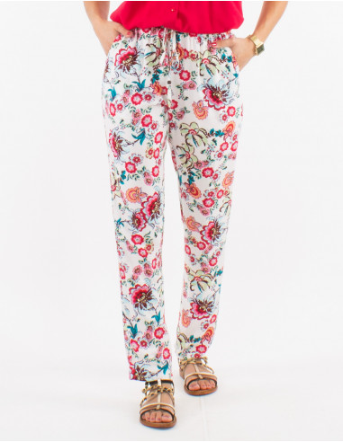 Viscose pants with bohemian prints
