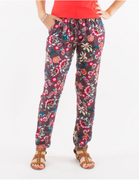 Viscose pants with bohemian prints