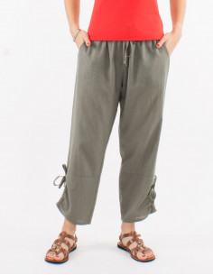 Pantalon 91% coton 9% lin unie