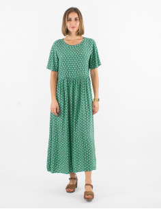 Robe longue viscose manches courtes imprimé arabesque 2