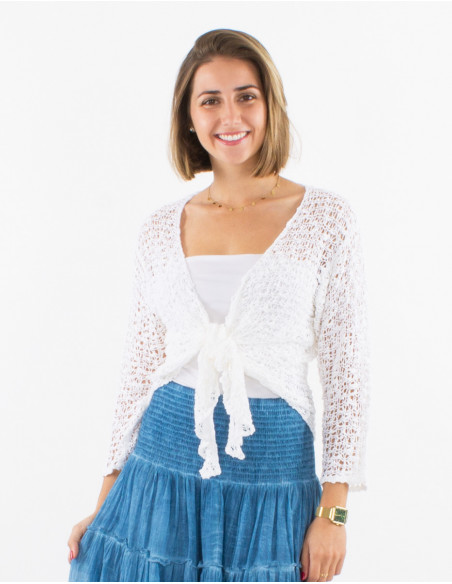 Popcorn polyester knitted jacket