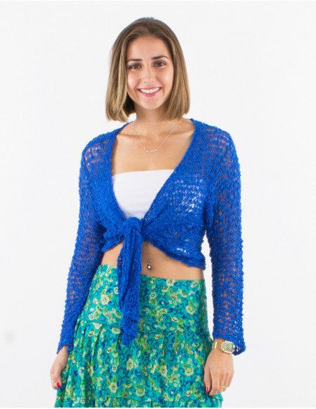 Popcorn polyester knitted jacket