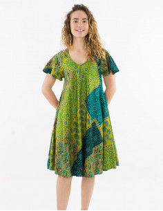 Robe polyester manches courtes imprimé sari 2