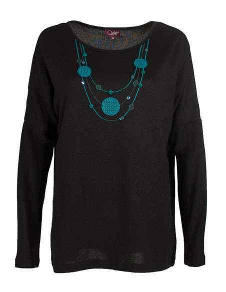 Pull maille effet collier