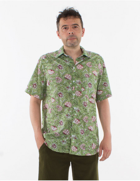 Men's short-sleeved lightweight cotton shirt