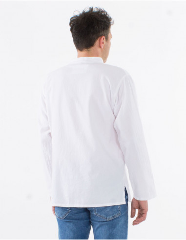 Chemise homme coton uni manches longues boutonnée sw