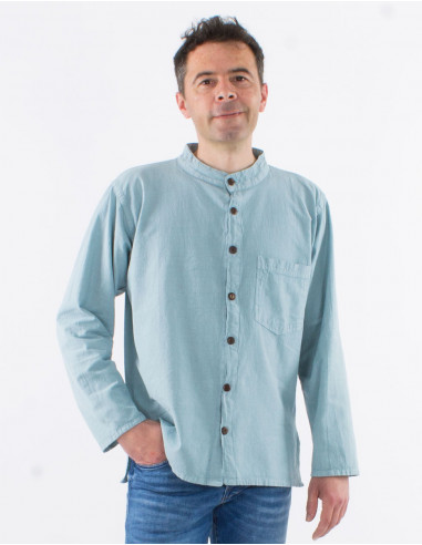 Chemise homme coton uni manches longues boutonnée sw