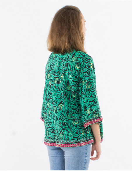 Polyester jacket blouse with long sleeves and "barka dore" print