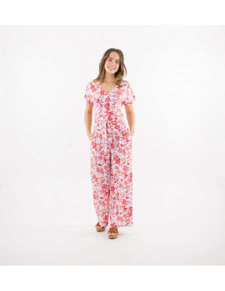 Long viscose combo with short sleeves and "indien" print