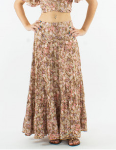 Jupe longue polyester à volants sari imprimé Surat 2