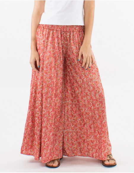 Pantalon large polyester sari imprimé