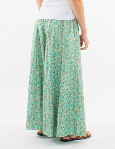 Pantalon large polyester sari imprimé