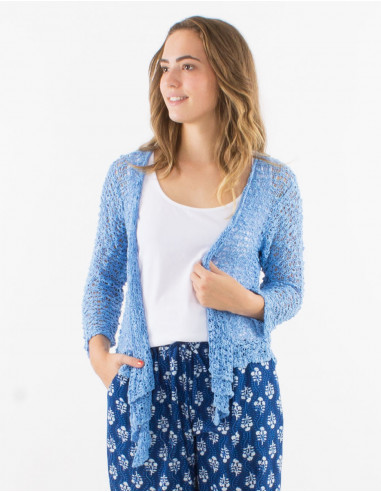 Popcorn polyester knitted jacket