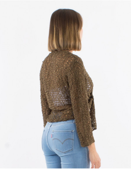 Popcorn polyester knitted jacket