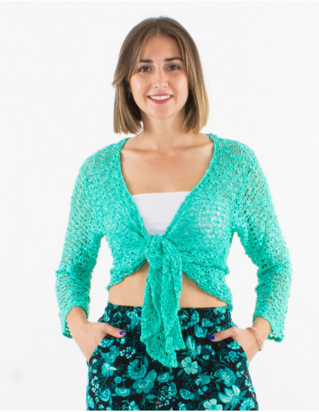 Popcorn polyester knitted jacket