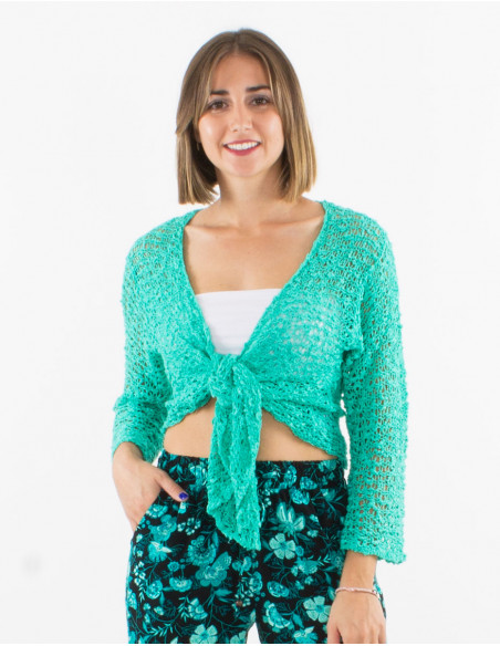 Popcorn polyester knitted jacket