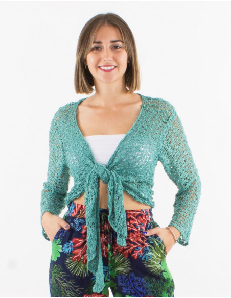 Popcorn polyester knitted jacket