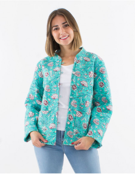 Veste coton matelassée réversible boutons ronds