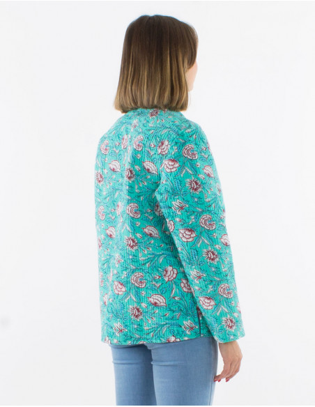 Veste coton matelassée réversible boutons ronds