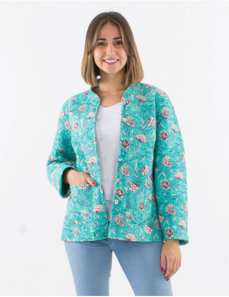 Veste coton matelassée réversible boutons ronds