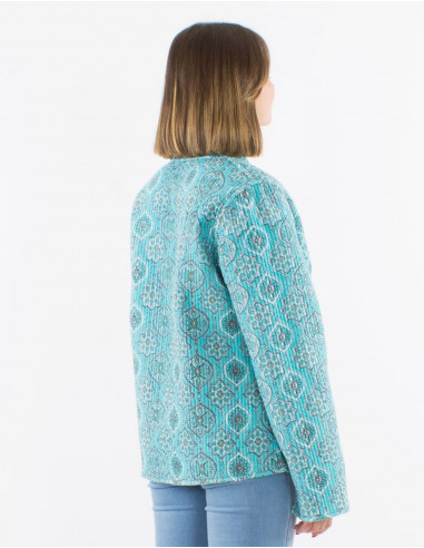 Veste coton matelassée réversible boutons ronds