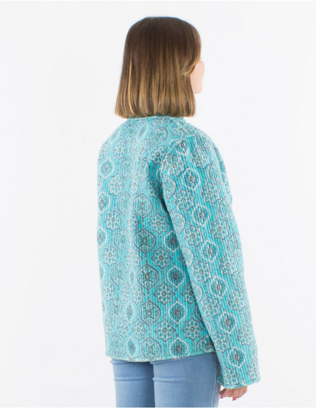 Veste coton matelassée réversible boutons ronds