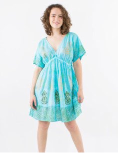 Robe coton tie and dye manches courtes 2