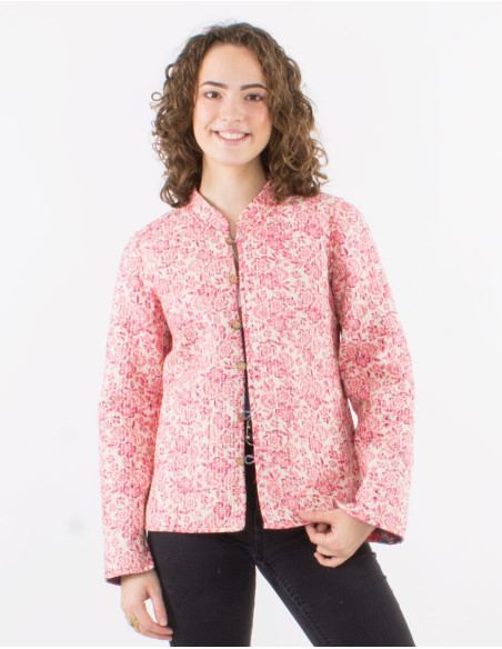 Veste coton matelassée réversible boutons ronds