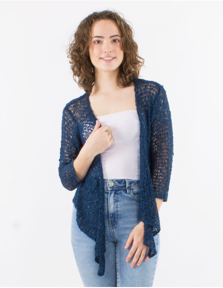 Popcorn polyester knitted jacket