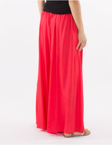 Pantalon viscose uni ample fluide élastique ceinture