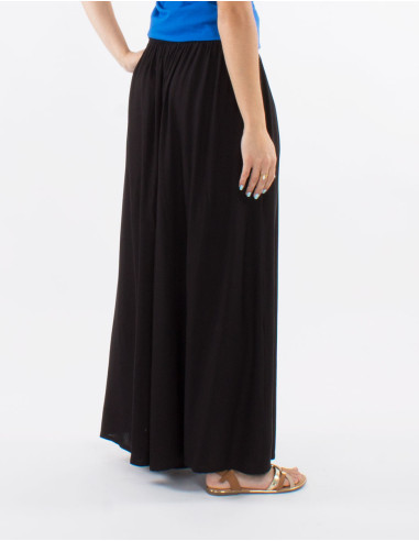 Pantalon viscose uni ample fluide élastique ceinture