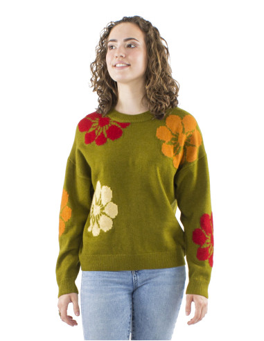 Knitted polyamid pullover with long sleeves and Fleur print
